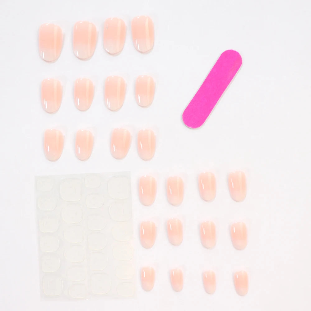 24PCS Medium Almond Fleshcolor Press On Nails Fake Nails Pink Summer Nails Press On Nails