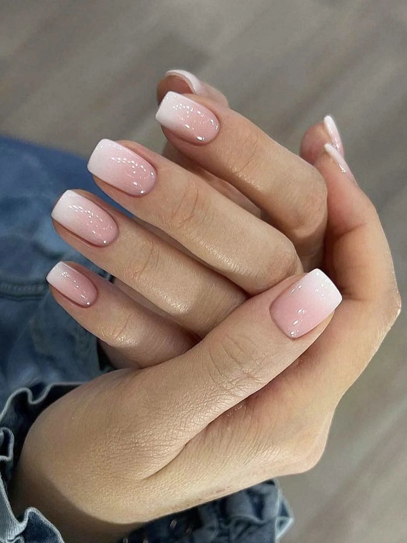 24PCS Medium Almond Fleshcolor Press On Nails Fake Nails Pink Summer Nails Press On Nails