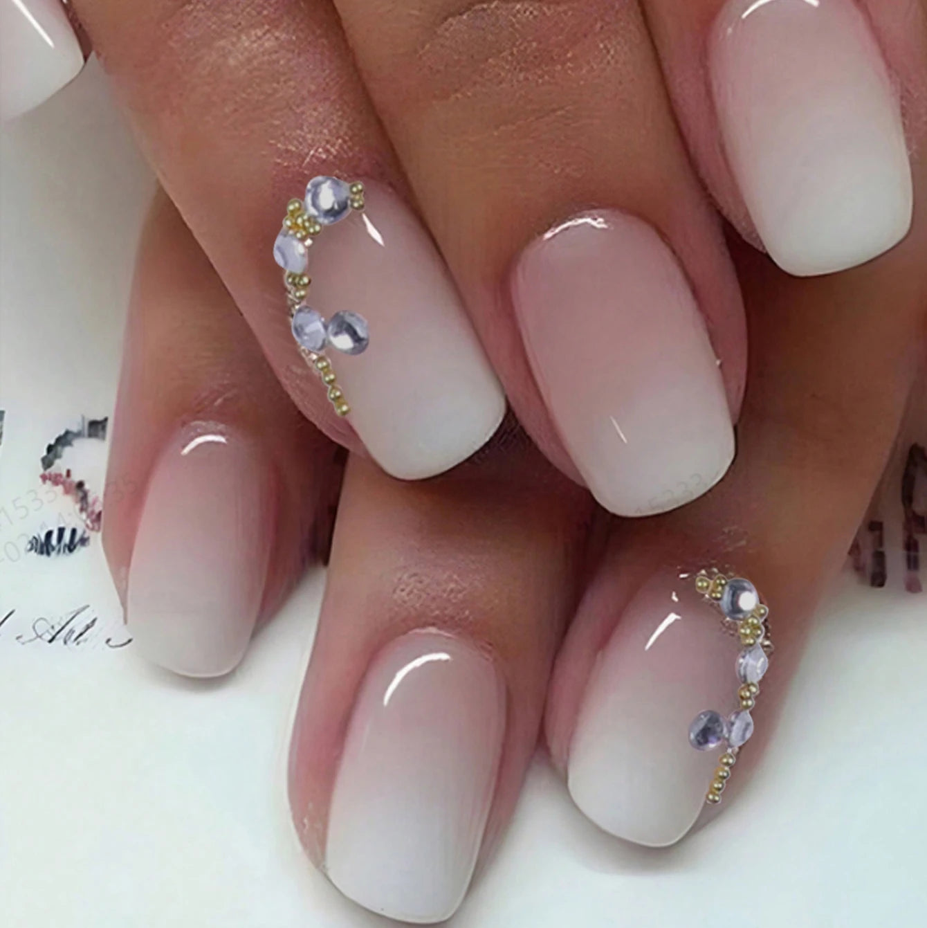 24PCS Medium Almond Fleshcolor Press On Nails Fake Nails Pink Summer Nails Press On Nails