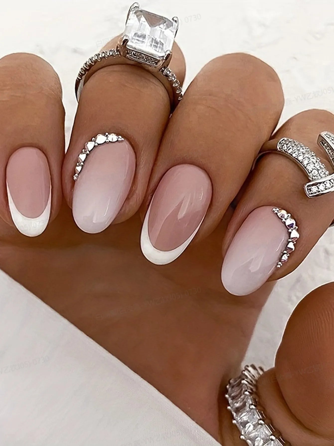 24PCS Medium Almond Fleshcolor Press On Nails Fake Nails Pink Summer Nails Press On Nails
