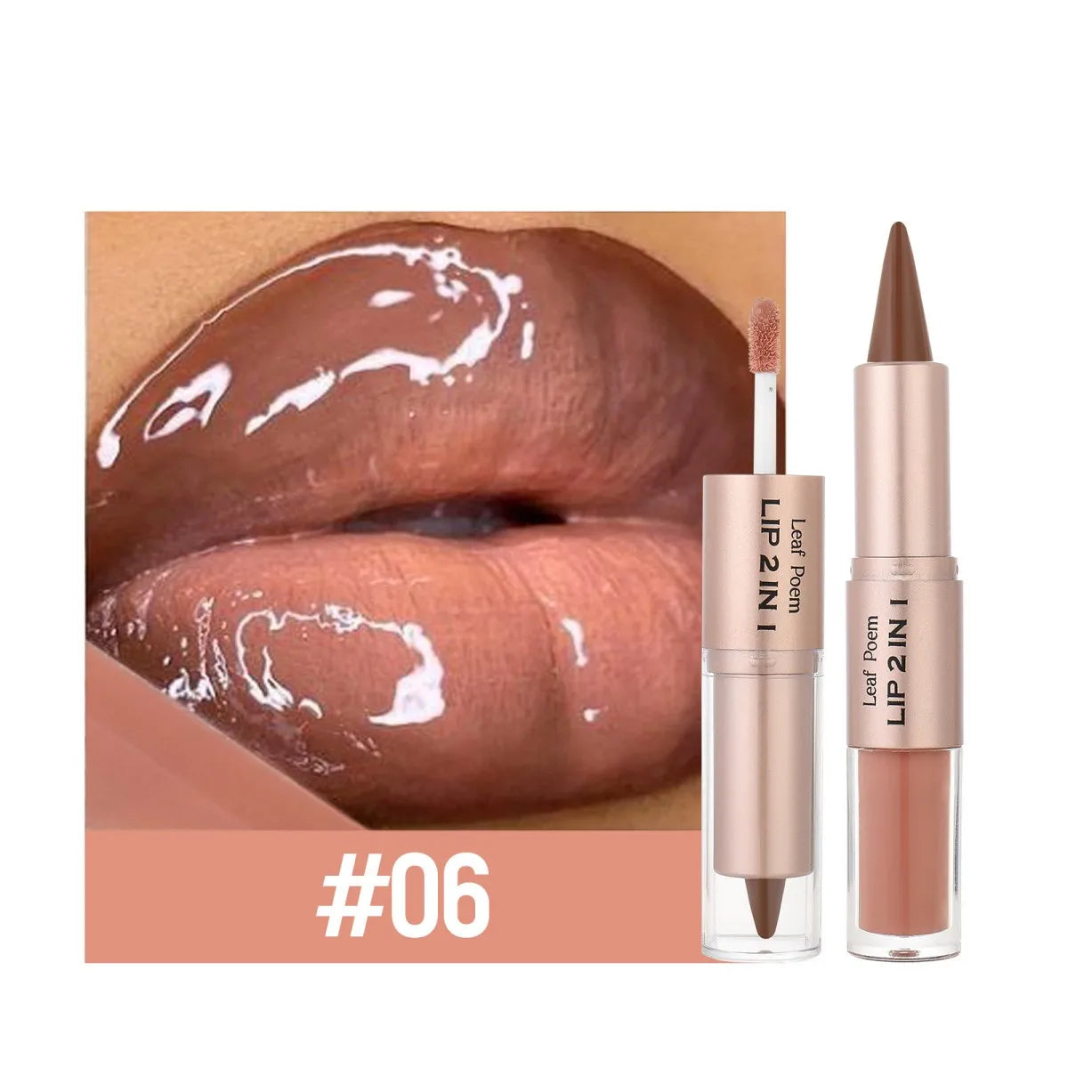 Pen Nude Brown Mirror Glass Lip Gloss Matte Lip Liner Waterproof