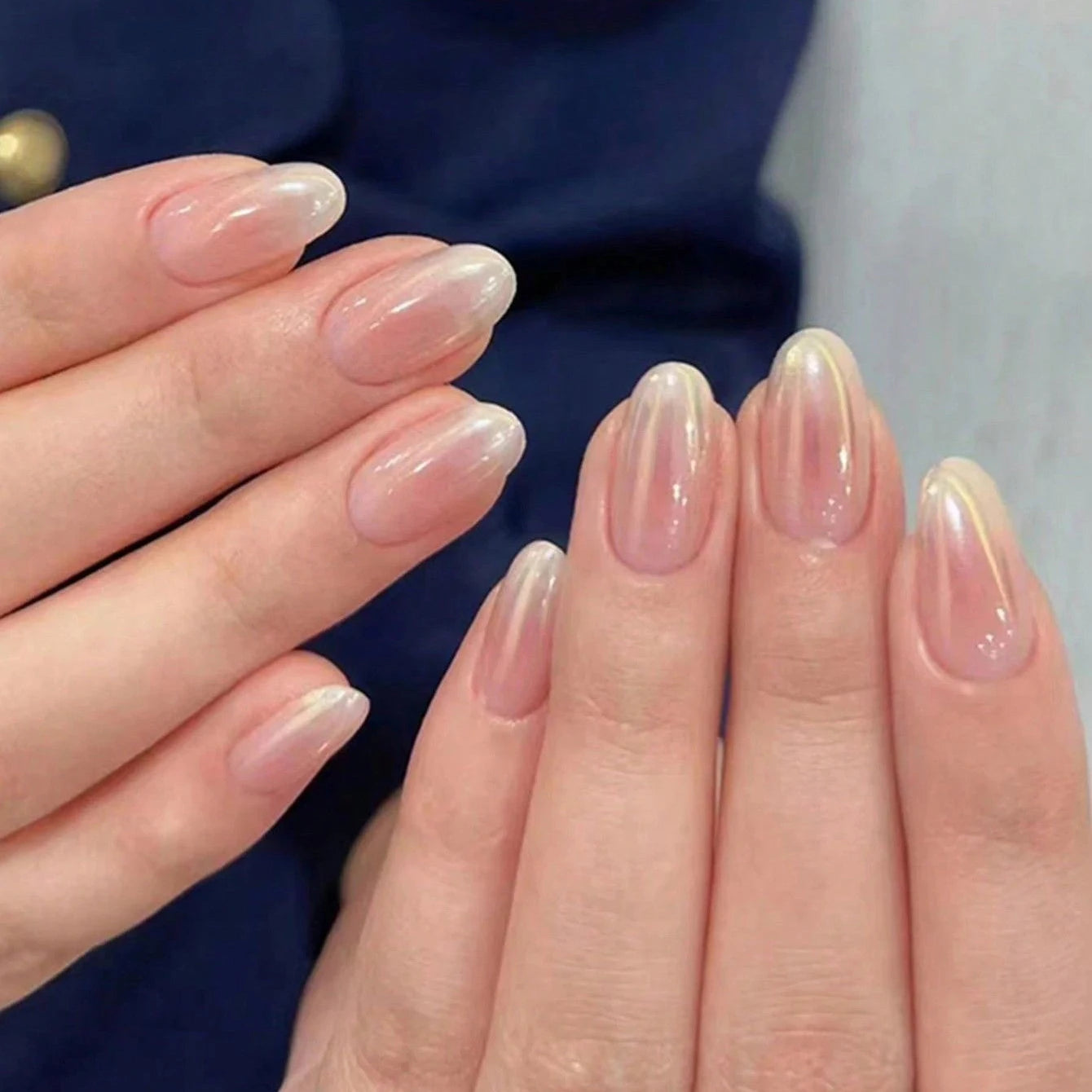 24PCS Medium Almond Fleshcolor Press On Nails Fake Nails Pink Summer Nails Press On Nails