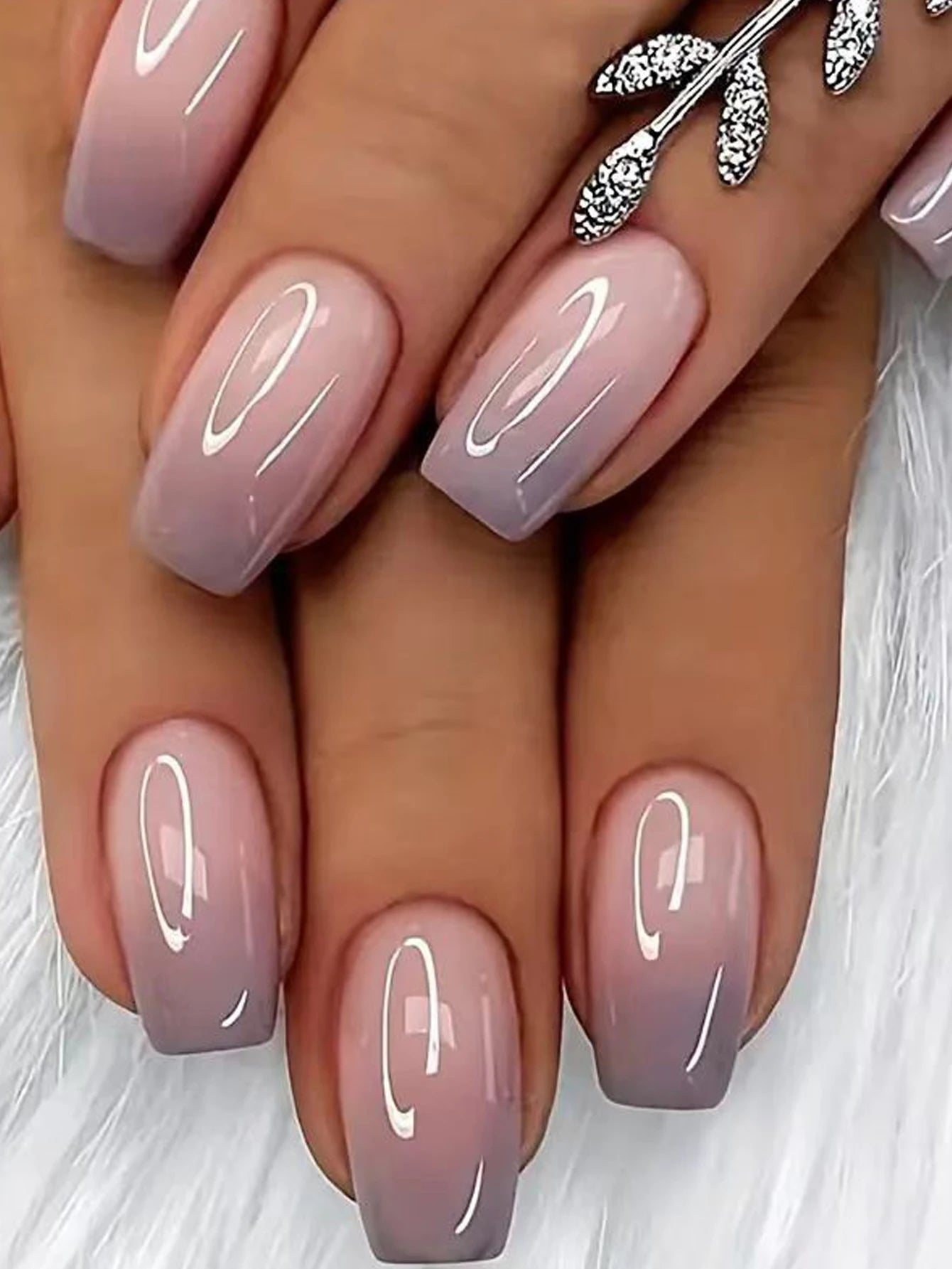 24PCS Medium Almond Fleshcolor Press On Nails Fake Nails Pink Summer Nails Press On Nails