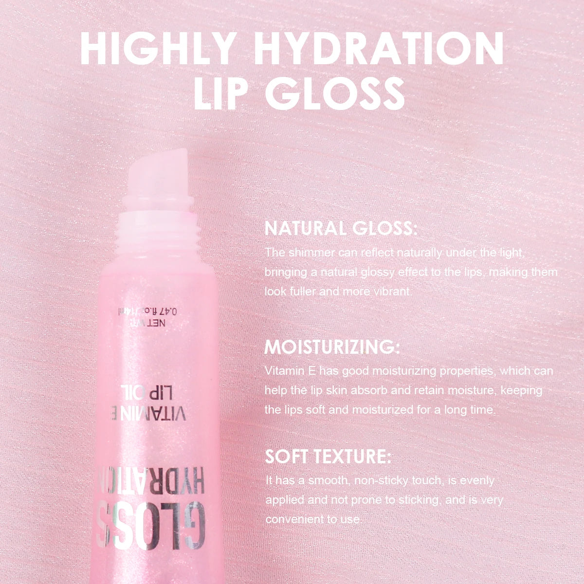 Crystal Jelly Lip Gloss Tube Lip Moisturizing Oil Shiny Lip Oil Moisturizing Women's Lip Gloss