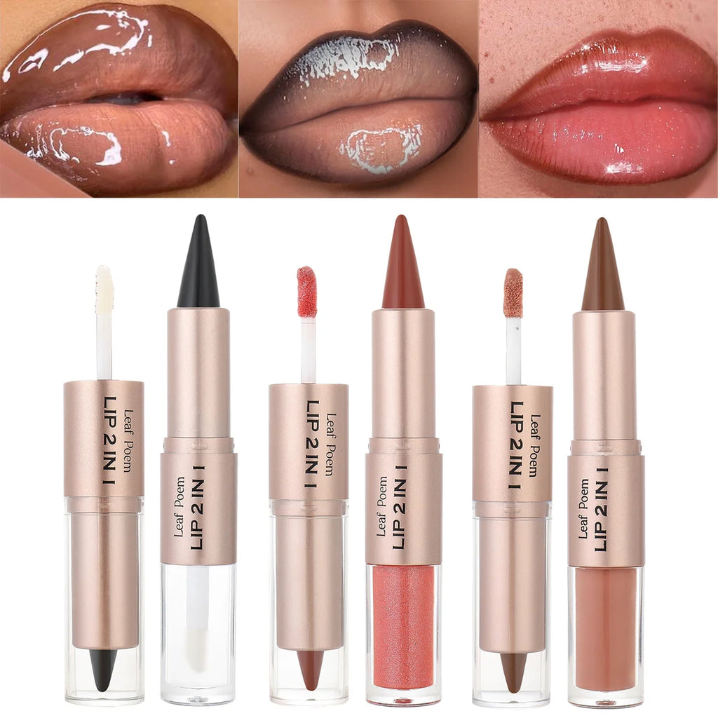 Pen Nude Brown Mirror Glass Lip Gloss Matte Lip Liner Waterproof