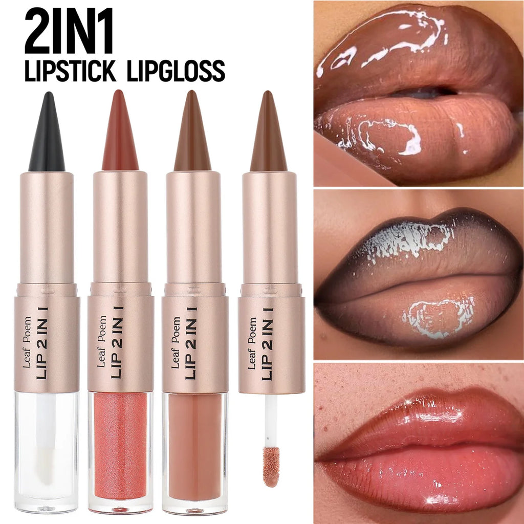 Pen Nude Brown Mirror Glass Lip Gloss Matte Lip Liner Waterproof