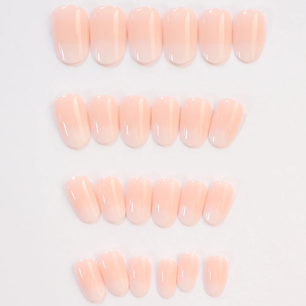 24PCS Medium Almond Fleshcolor Press On Nails Fake Nails Pink Summer Nails Press On Nails