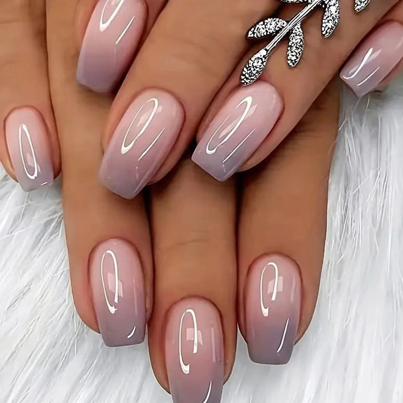 24PCS Medium Almond Fleshcolor Press On Nails Fake Nails Pink Summer Nails Press On Nails