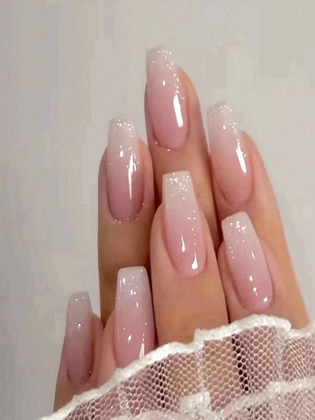 24PCS Medium Almond Fleshcolor Press On Nails Fake Nails Pink Summer Nails Press On Nails