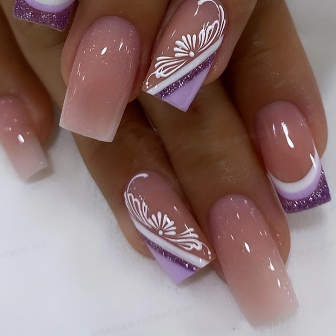 24PCS Medium Almond Fleshcolor Press On Nails Fake Nails Pink Summer Nails Press On Nails
