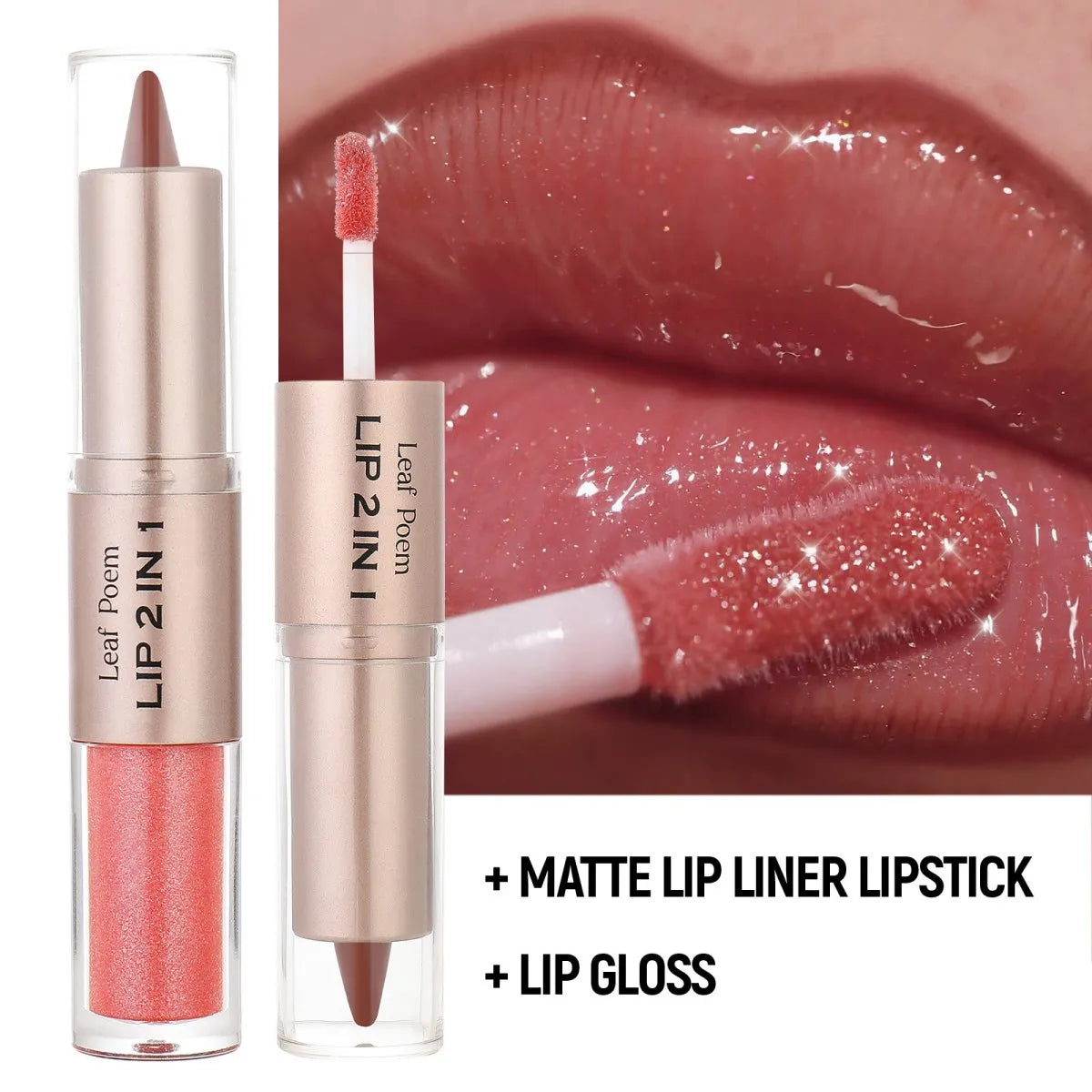 Pen Nude Brown Mirror Glass Lip Gloss Matte Lip Liner Waterproof
